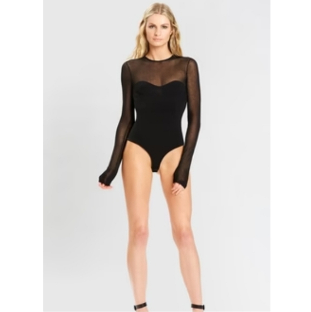 HERVE LEGER CREW NECK BODYSUITBLACK